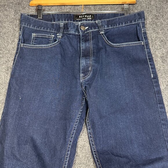 Refuse Jeans Mens 36 Cotton Medium Wash Embroidered Pockets Straight Leg Y2K - Picture 3 of 9